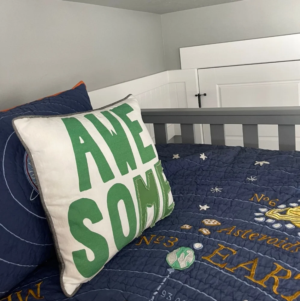 2017 Crate & Barrel Kids Land Of Nod Solar System Planet Twin Quilt Sham Navy - Picture 2 of 5